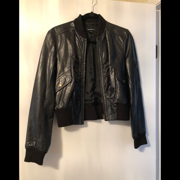 bebe Jackets & Blazers - Bebe Genuine Leather Bomber Jacket